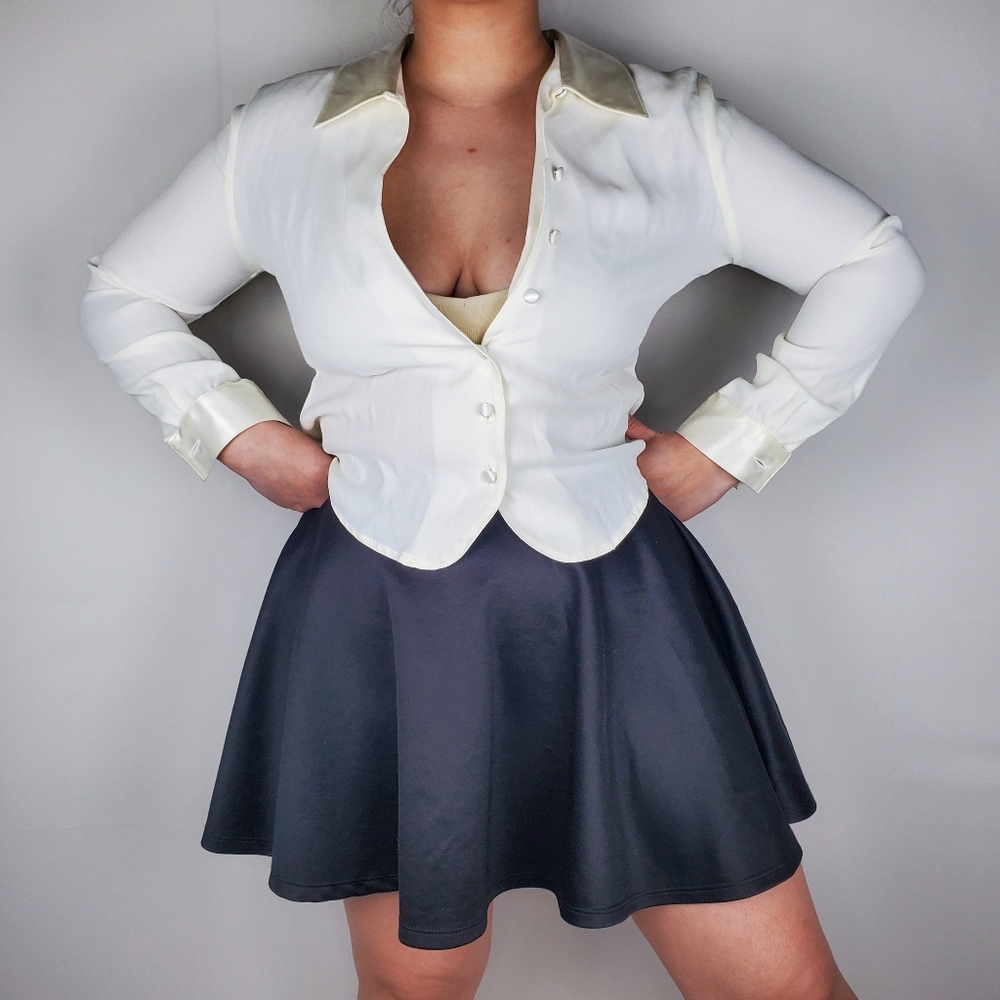 Vintage Notations Off White Side Button Blouse - image 4